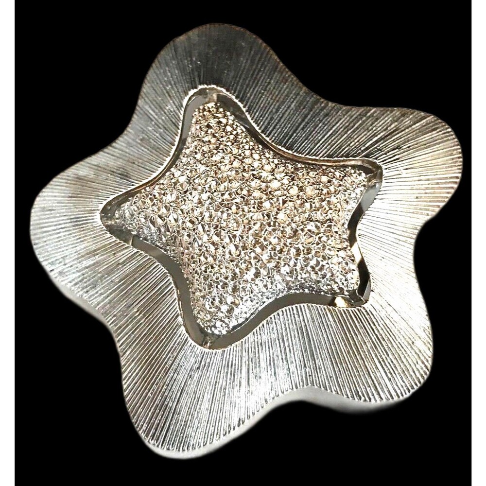 Vintage 1960s Scarf Clip Star Textured Silver Tone Mid Century Mod - 10A